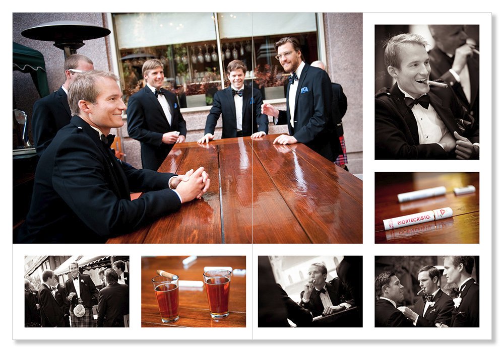 Cigars & groomsmen before SF wedding ceremony