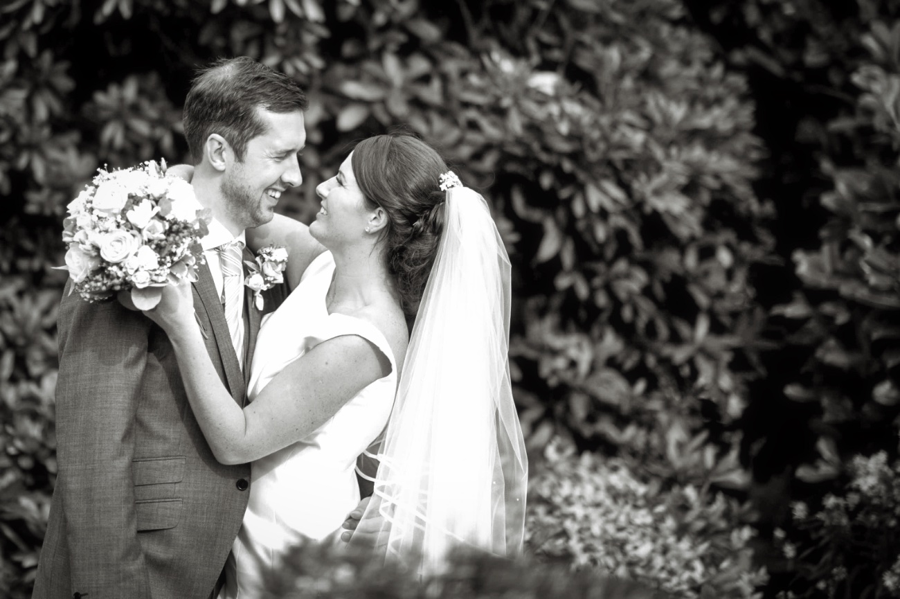 Lancashire Manor Hotel balck and white shot of couple looking at each other