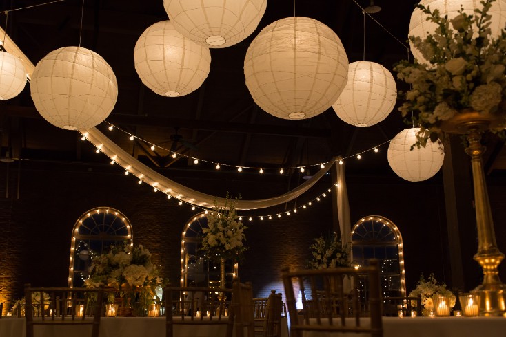 Metropolitan DJ Lighting at Roundhouse Wedding Chinese Lanterns String Lights 