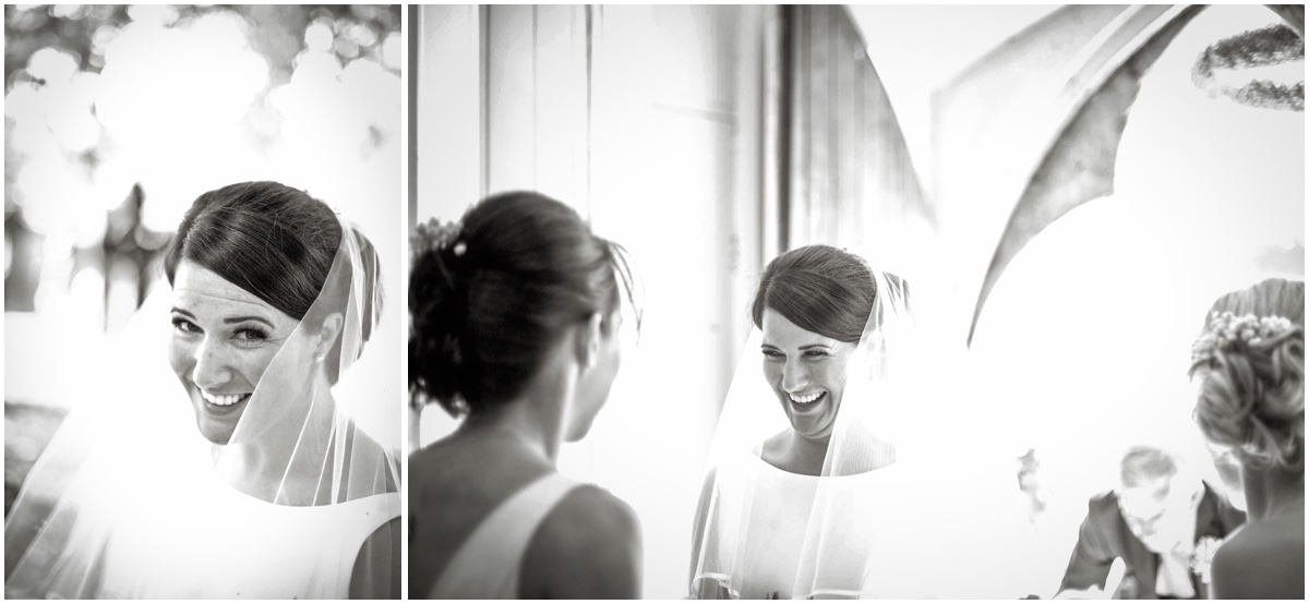 Ormskirk bride adjusting her viei before walking down the isle