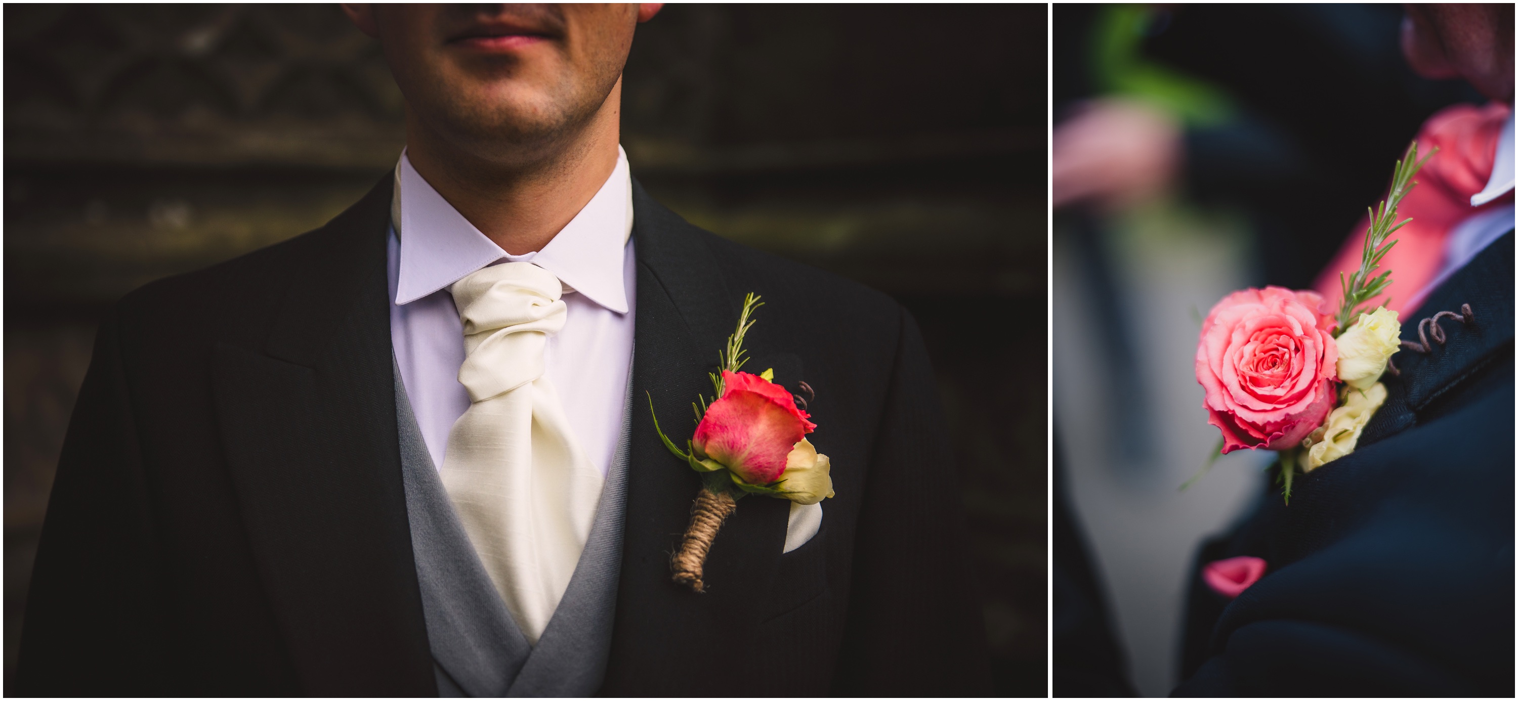 Lancashire Wedding of a grooms red flower