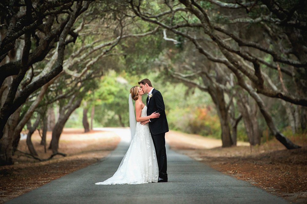 Wedding Kiss under tree canopy at Tehama