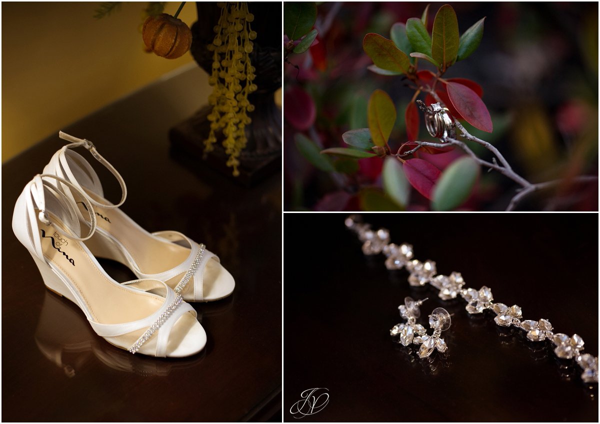 wedding day details earrings rings