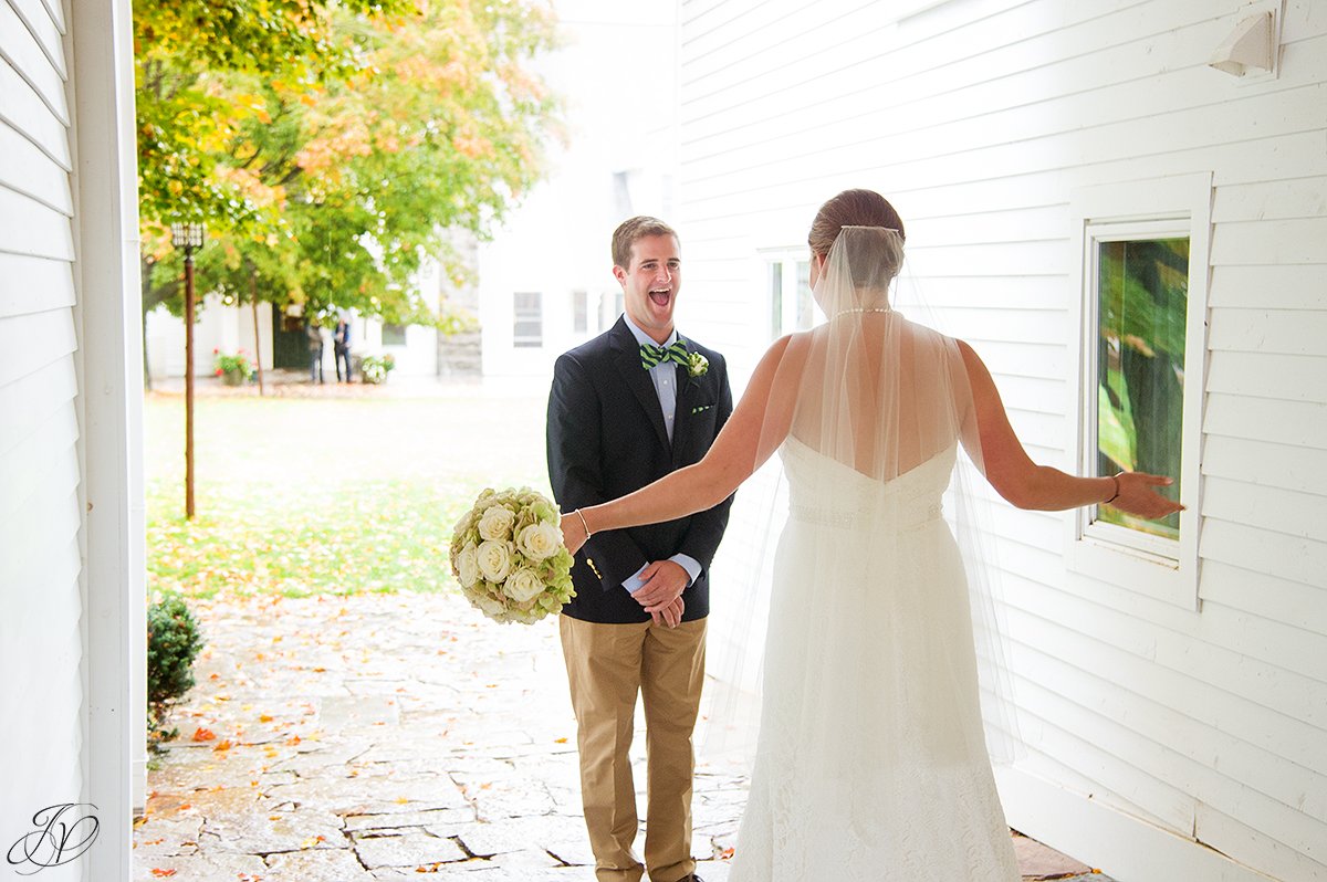 fun first look with groom albany wedding photographer