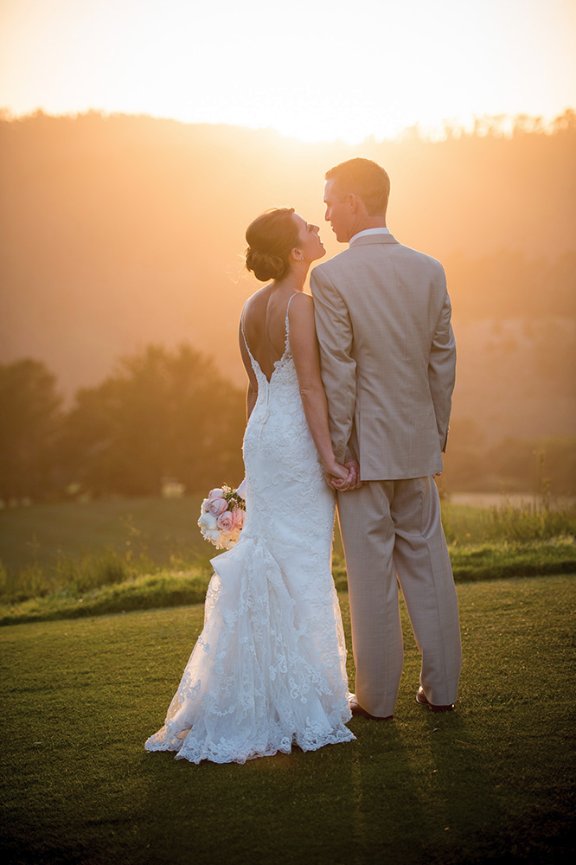 Bride & Groom on Tehama Golf course overlooking Carmel Valley