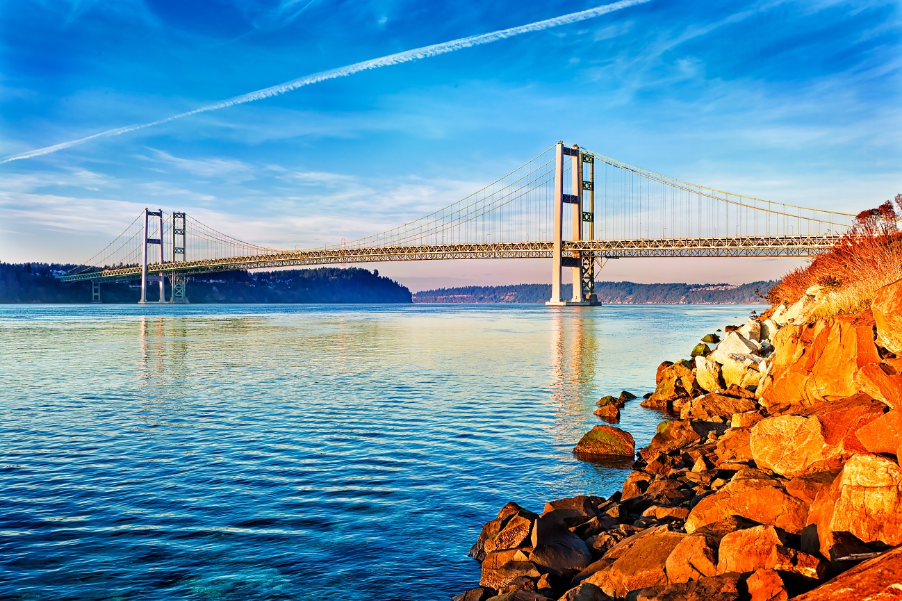 Narrows Bridges from North of Titlow Beach - 005247