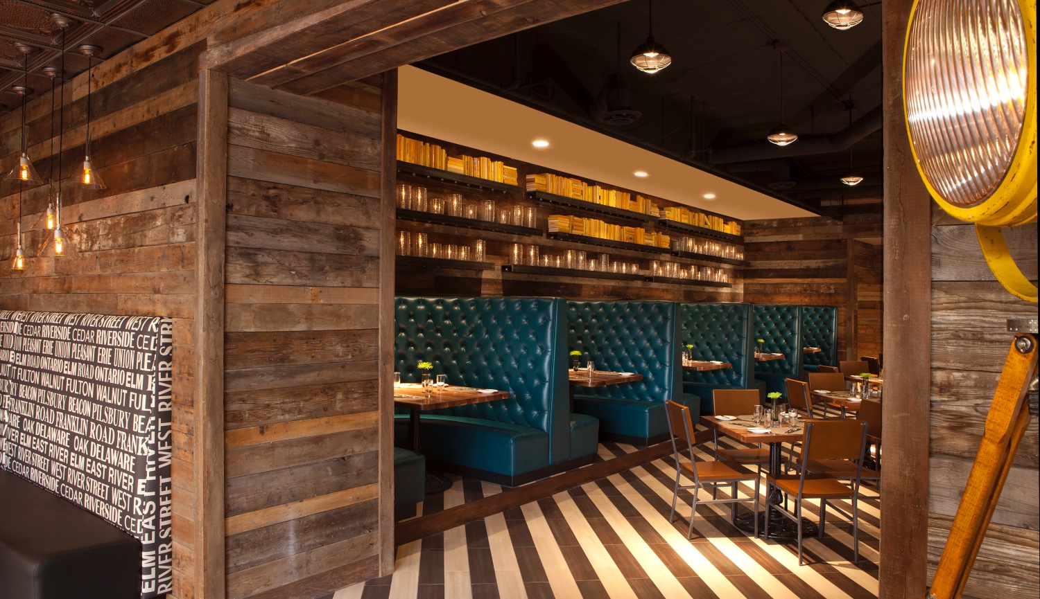 Restaurant in Minnesota with barn style walls and beautifully designed interiors.