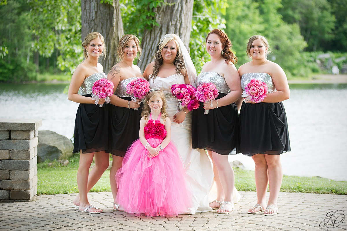 cute wedding party photo, bridesmaids, flowergirl