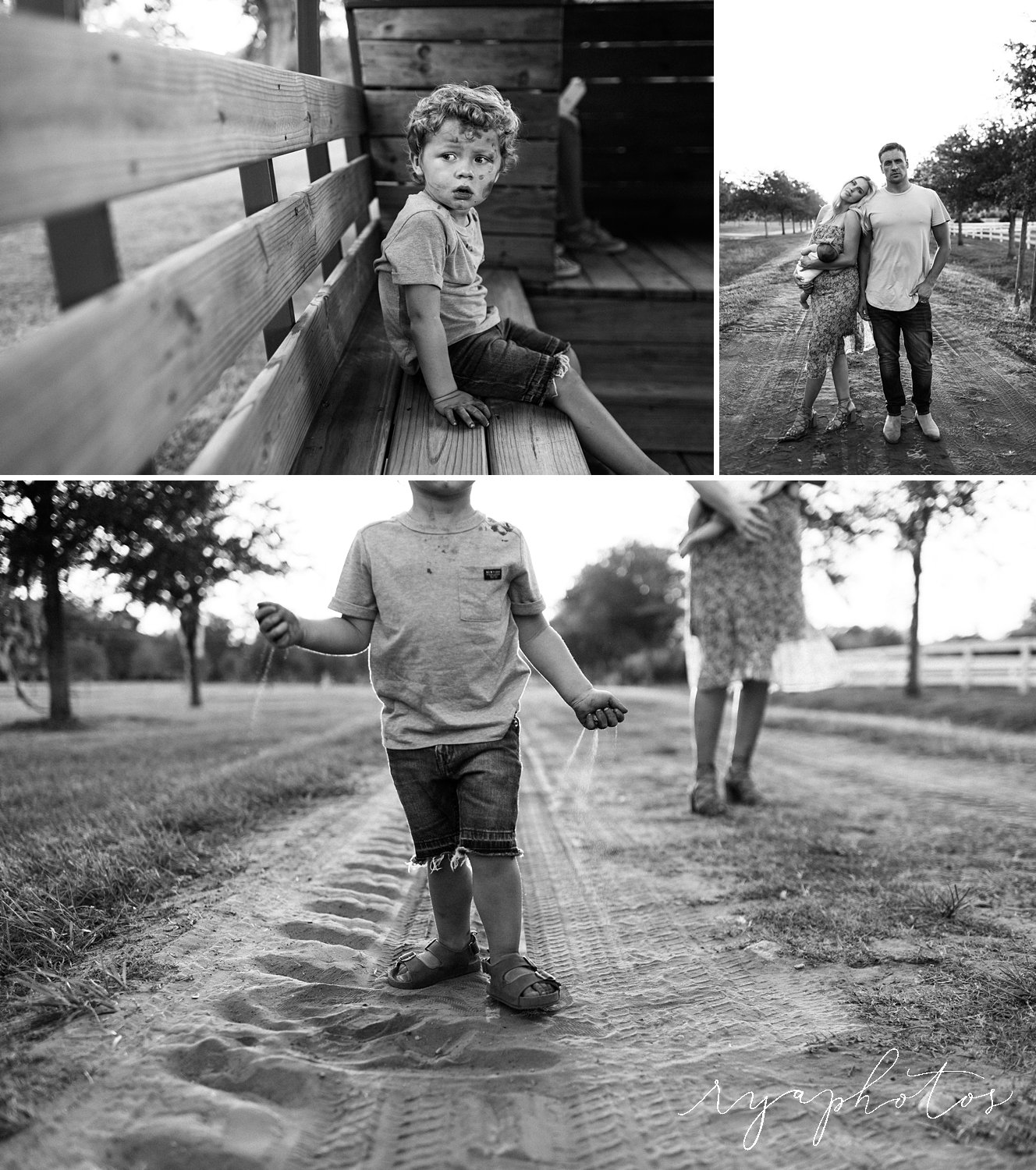 black and white image collage, Lochte family, spring photo gallery, Rya Duncklee