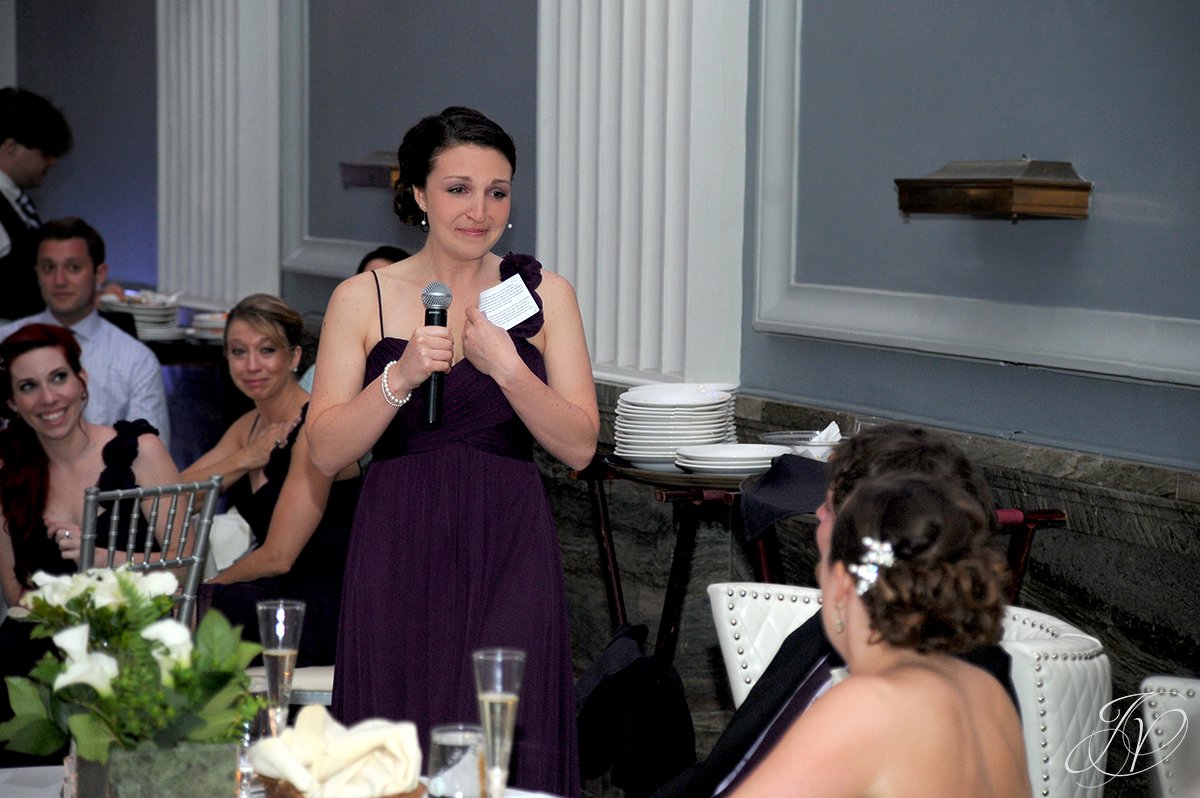 maid of honor speech, crying maid of honor, Key Hall Proctors reception, Schenectady Wedding Photographer