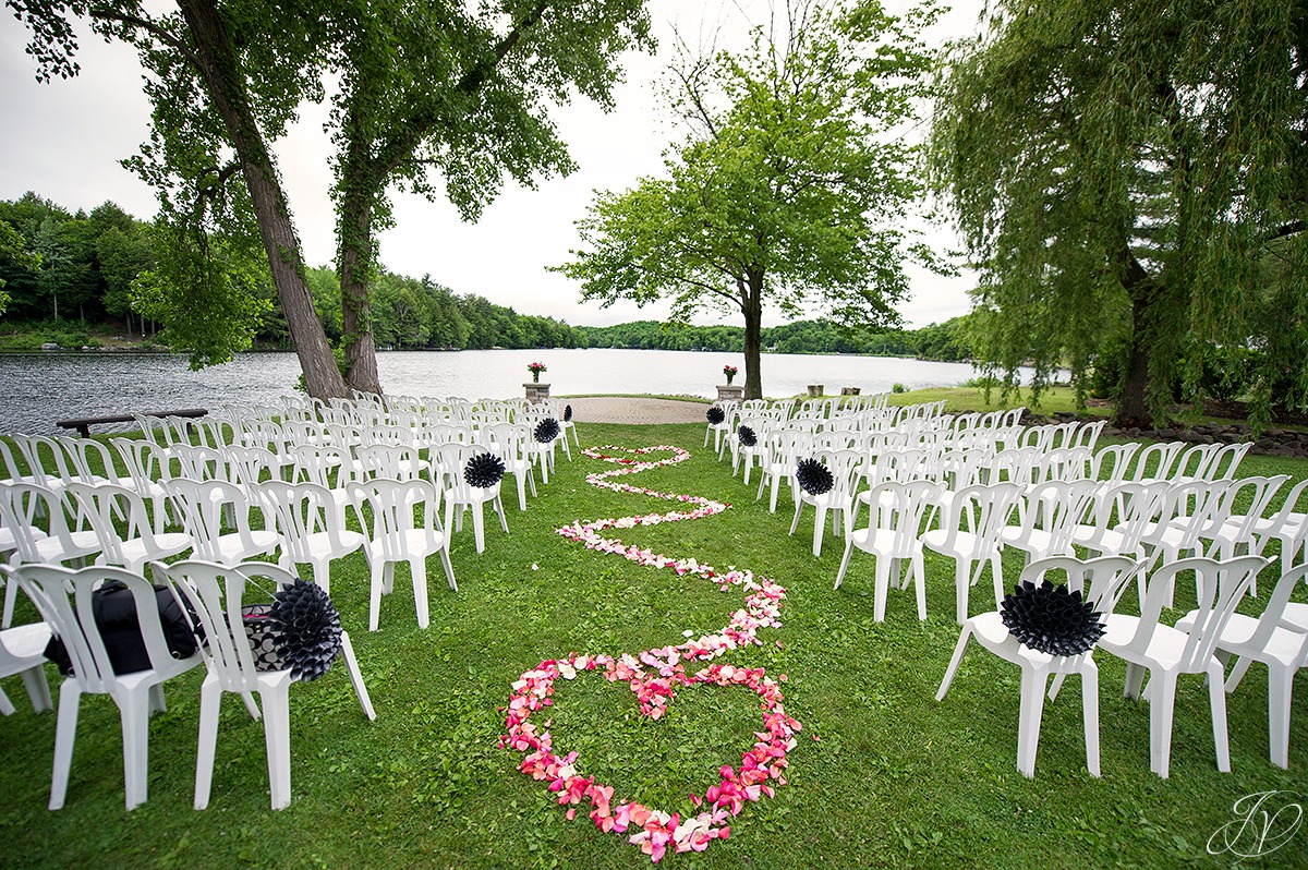 crooked lake outdoor ceremony set up