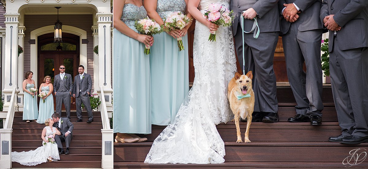 fun photos of bridal party with dog