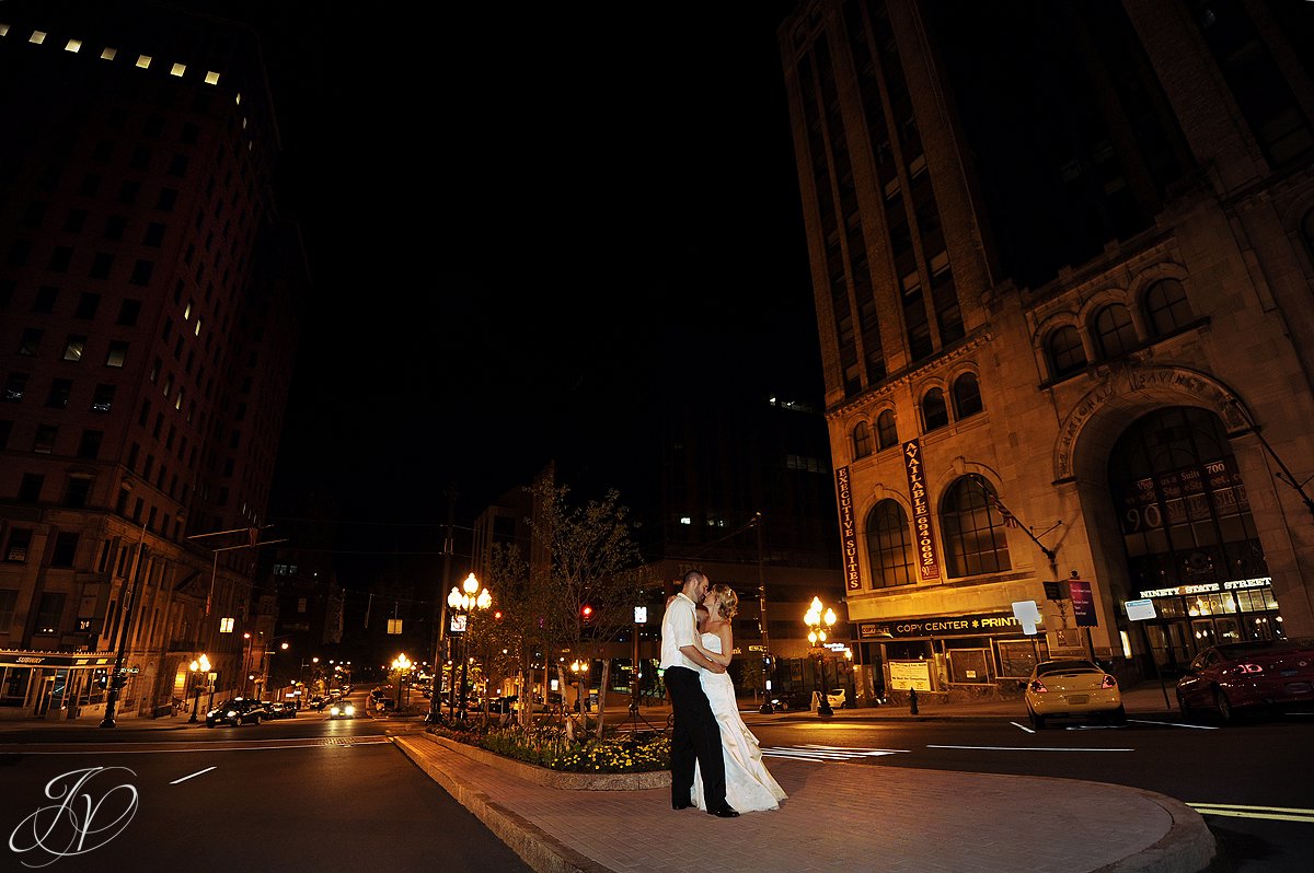 state street albany ny, wedding night photography, bride and groom on state street in albany