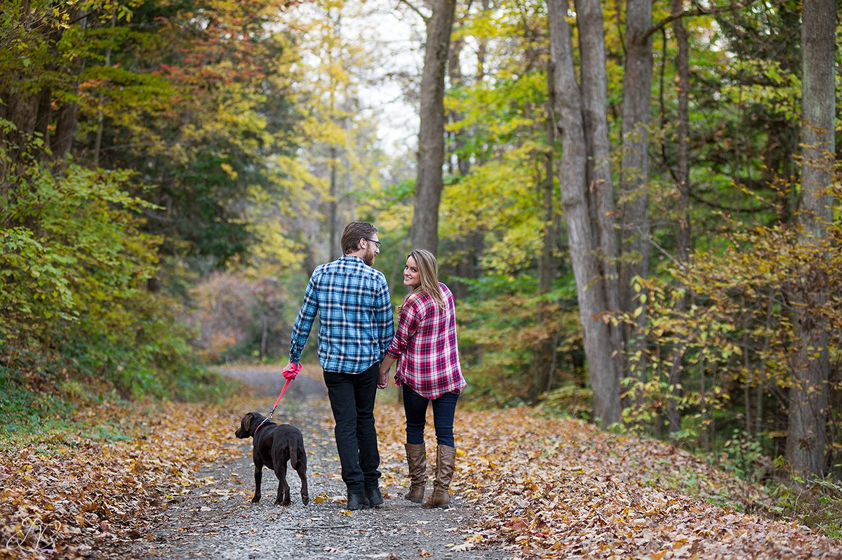 romantic fall engagement pictures with dog