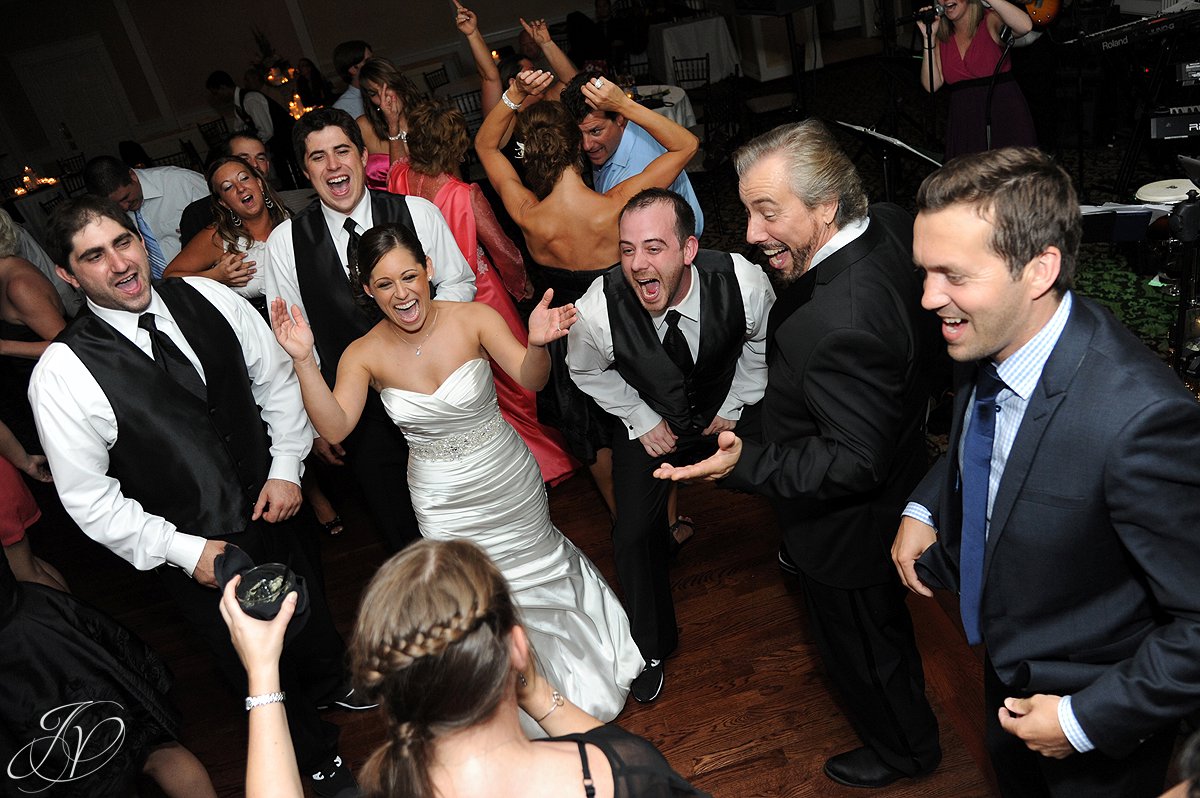 bride and groom partying, great wedding dance photo, Albany Wedding Photographer, The Glen Sanders Mansion
