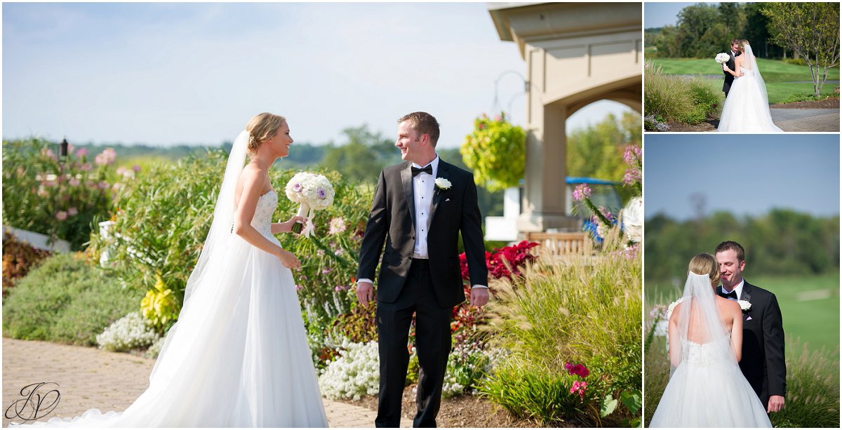 bride and groom first look saratoga national