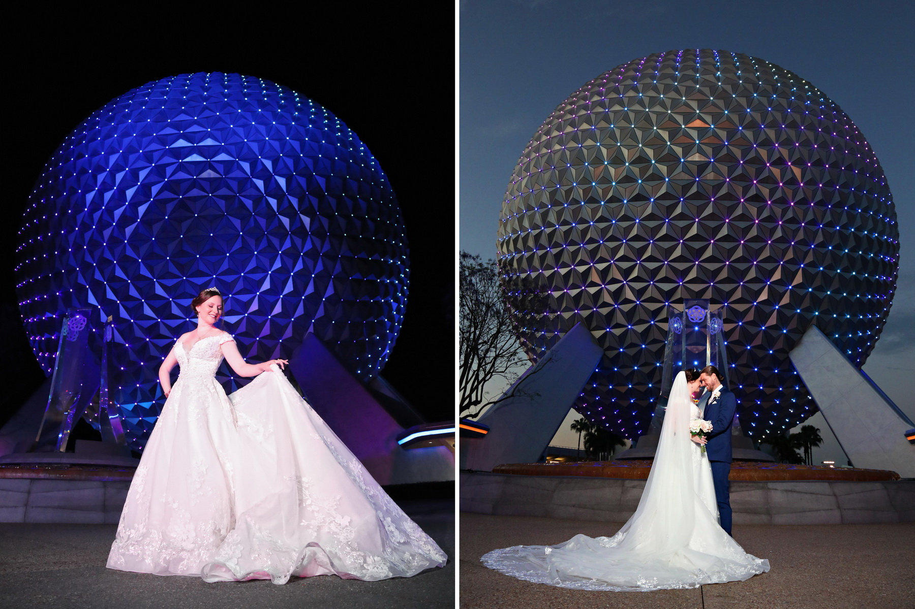 Disney Epcot Spaceship Earth WeddingAriels Beach Club ReceptionEpcot