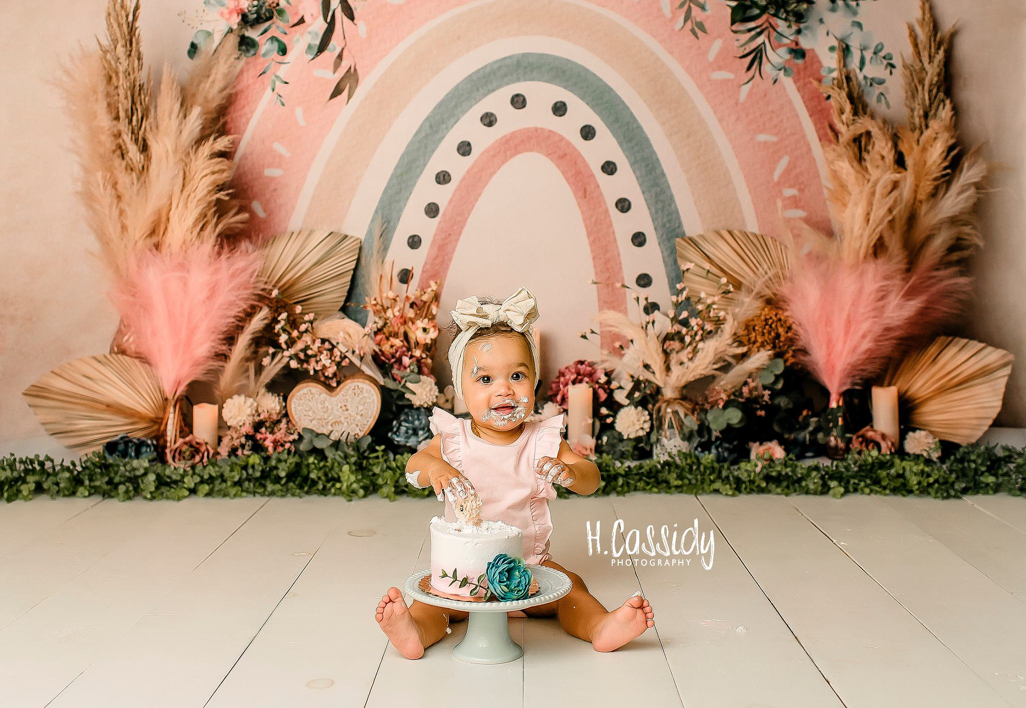 GIRLY RAINBOW CAKE SMASH TUCSON ARIZONA PHOTGRAPHER Heather Cassidy