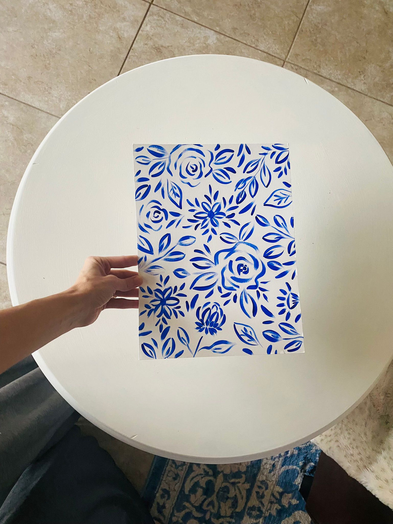 planning to paint a wood table with a floral pattern as a diy project