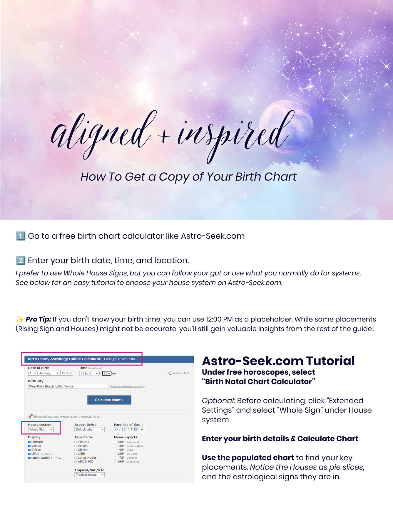 aligned + inspired how to get a copy of your birth chart and learning to read your astrology chart for beginners