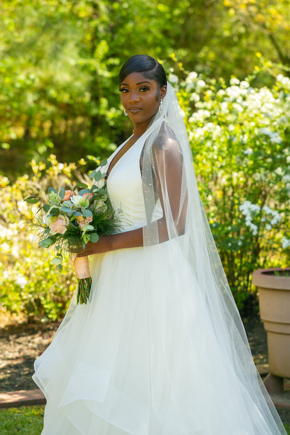 black woman bridal portrait outside