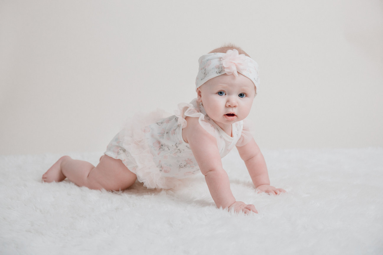 6 month old girl photoshoot, milestone photography, children's photographer, in studio photoshoot, la crosse wisconsin photographer, onalaska wisconsin photographer