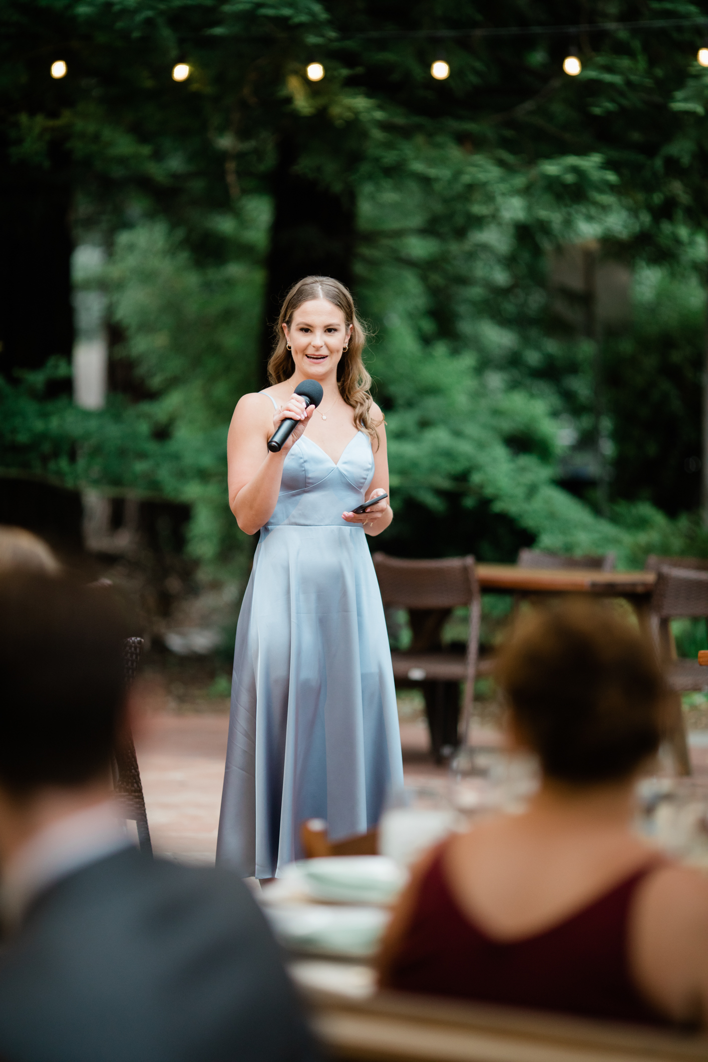 Grooms Sister giving Speech at Reception Russian River Vineyards