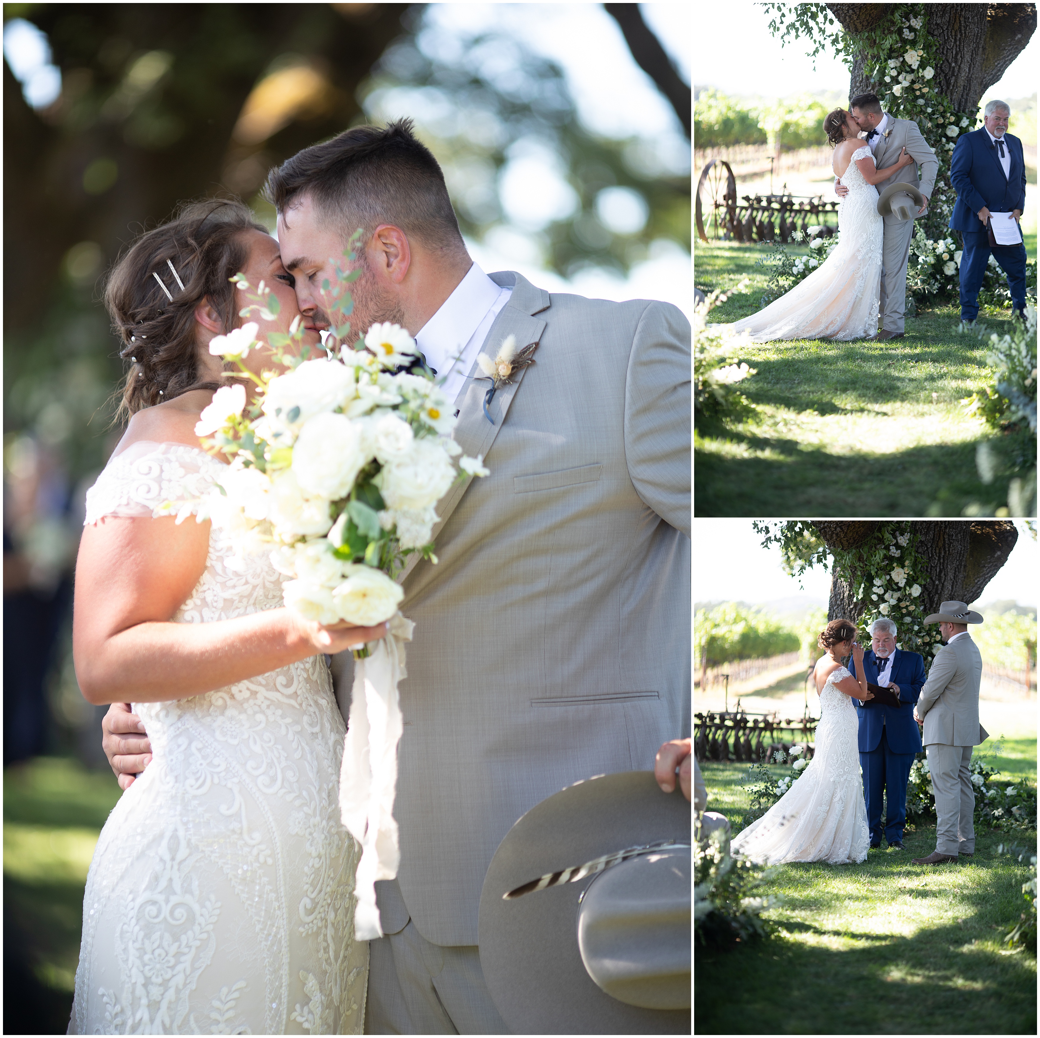 First kiss at wedding ceremony 