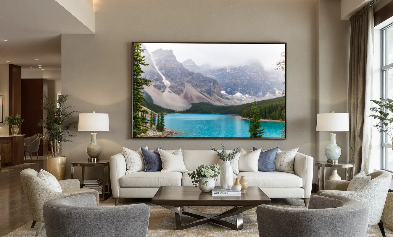 Rocky Mountain Fine Art Landscape Print by Andrea Bruns Photography North Vancouver displayed in a customers luxury living room