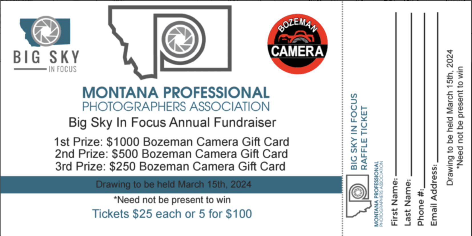 5 Big Sky In Focus Raffle Ticket Montana Professional Photographers
