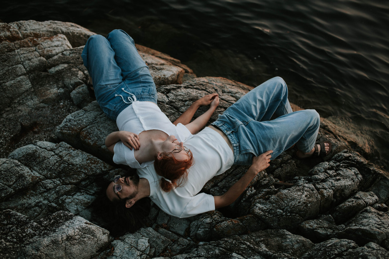 Elegant proposal session photography by Billie Woods Photography on Saltspring Island.”},