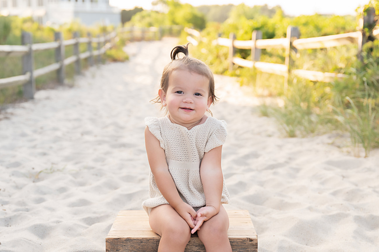 Sweet toddler smiles on Sea Girt beach path