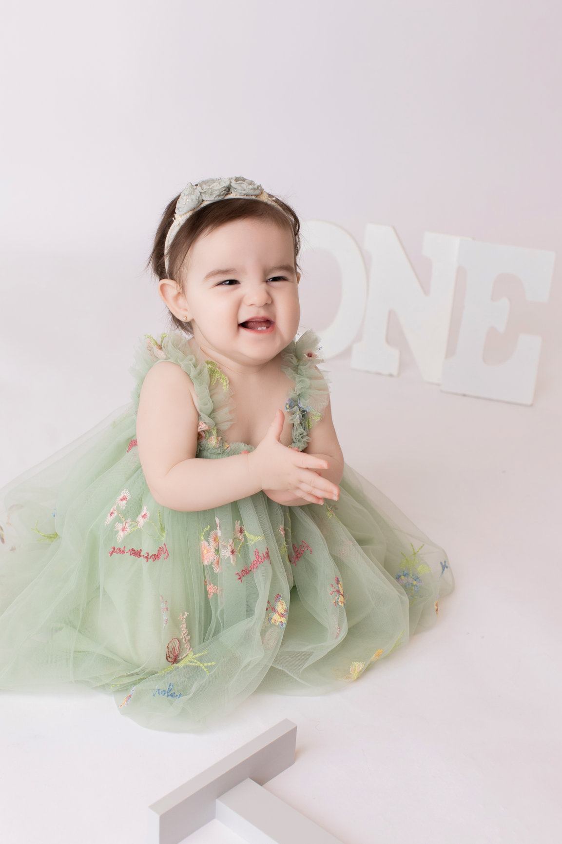 Calgary cake smash photography sage tulle sprinkles and family first birthday session photo 9