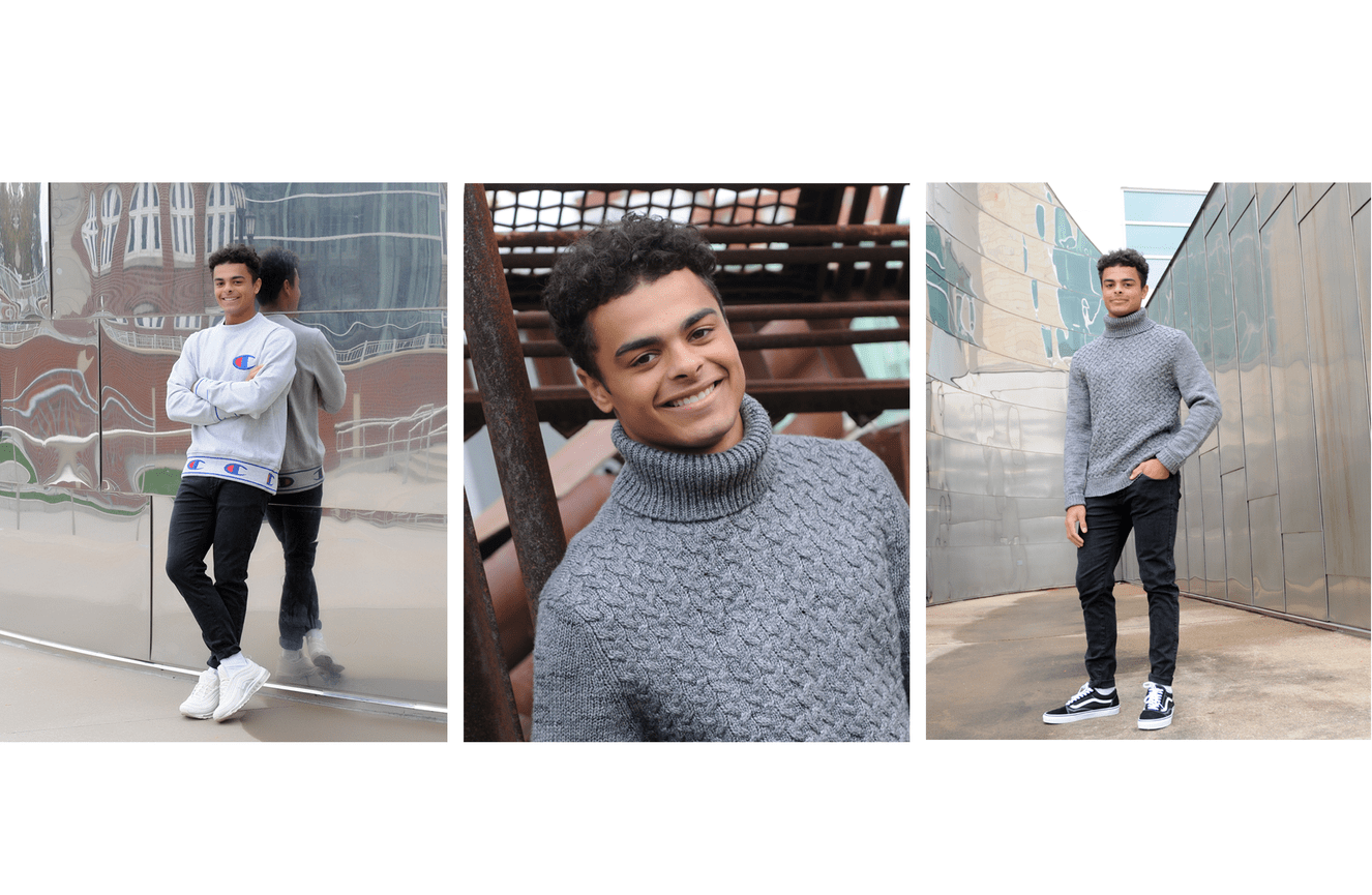 Haven posing on the University of Iowa campus.