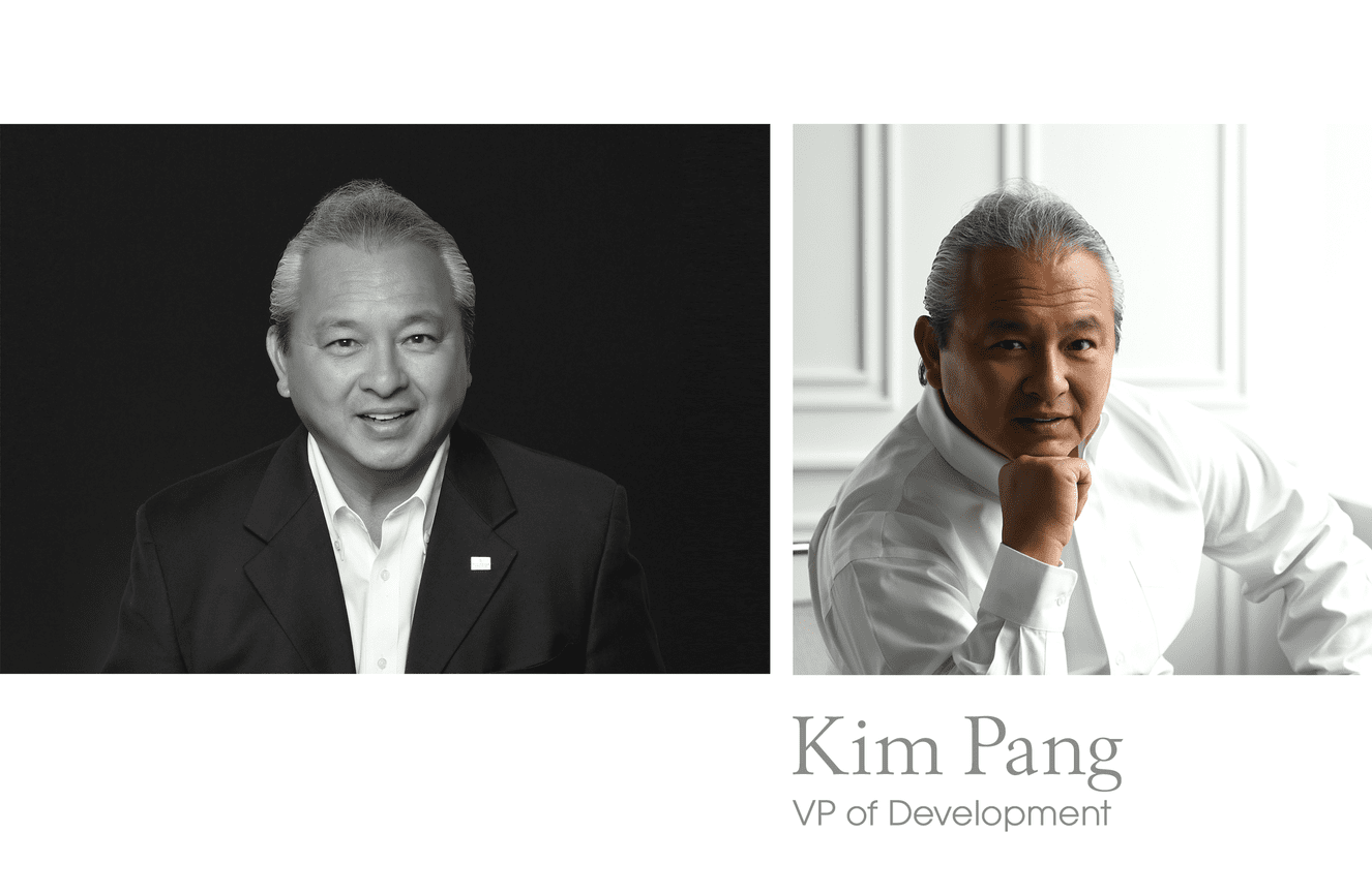 A professional and a more relaxed photo of Mr. Pang, a vice president of development.